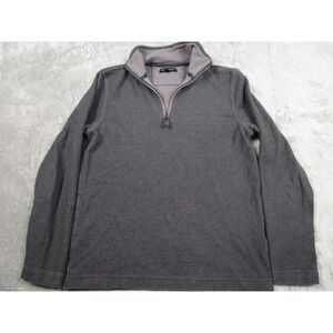Banana Republic Sweater Mens Medium Gray 1/4 Zip Preppy Pullover‎ Cotton
